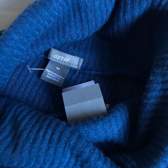 Aerie AE Plush Ribbed Turtleneck Chakra Blue - Picture 8 of 10